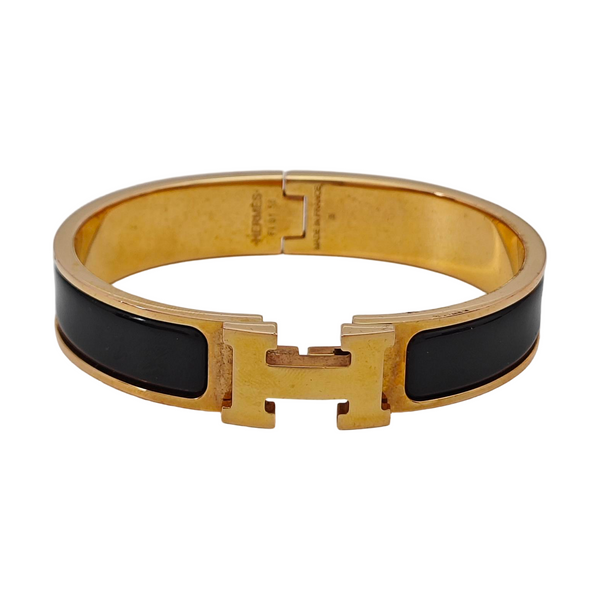 Clic H Metal Black Bangle