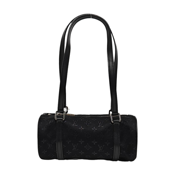 Authenticated pre-owned  PAPILLON 19 Monogram Silk Satin Black - Top Handle Bag at Looply
