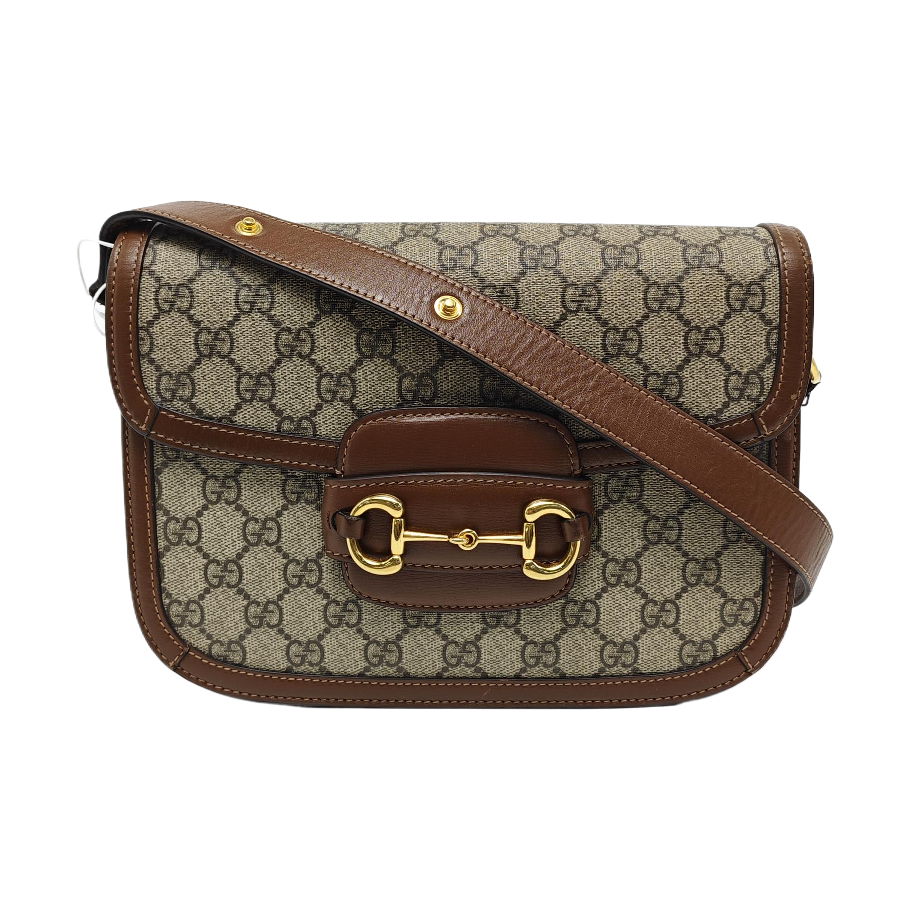 Horsebit 1955 Medium Monogram Coated Canvas Beige