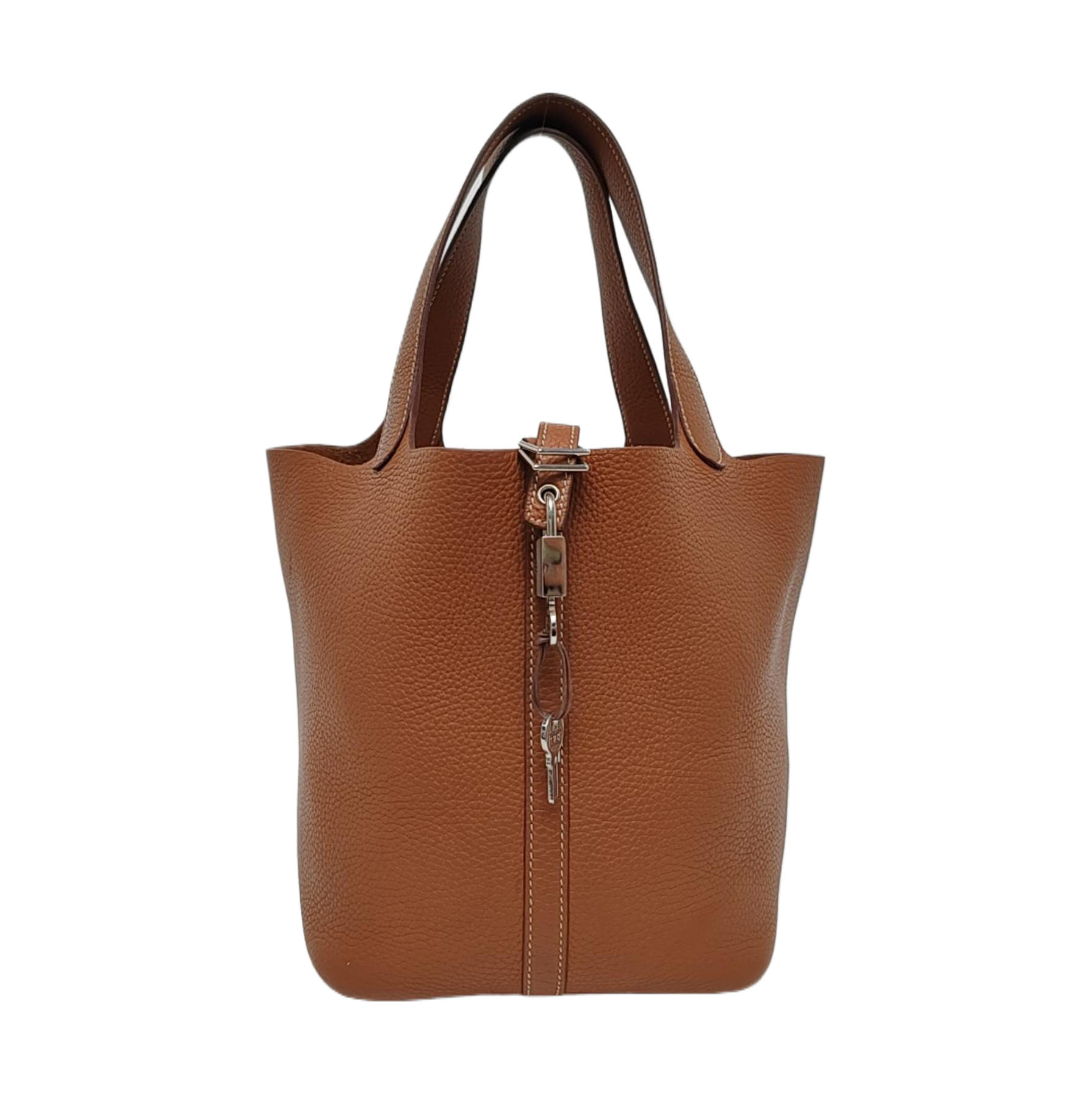 Authenticated pre-owned  Picotin Lock 22 Clemence Brown - Bucket Bag at Looply