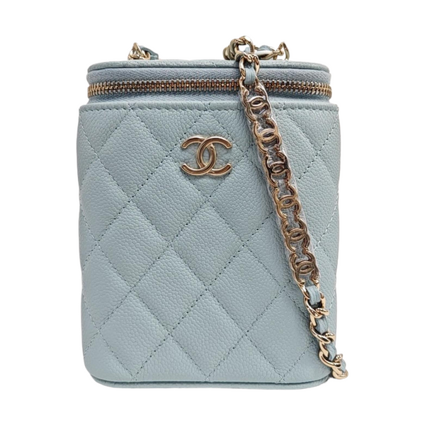 VANITY CASE Quilted Grained Calfskin Blue