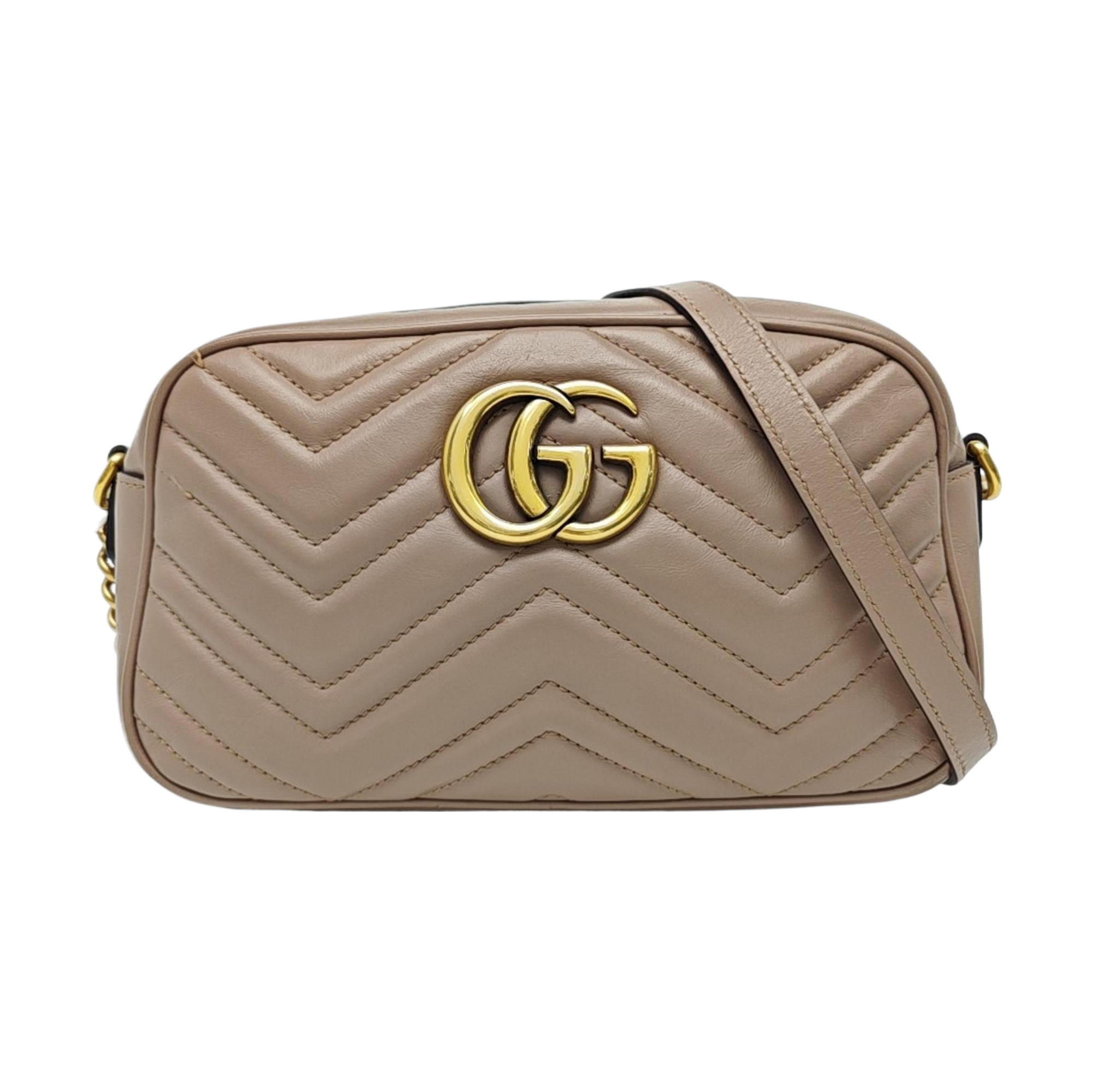 GG Marmont Small Quilted Calfskin Beige
