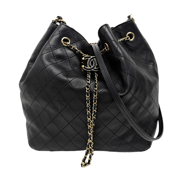 DRAWSTRING Quilted Calfskin Black