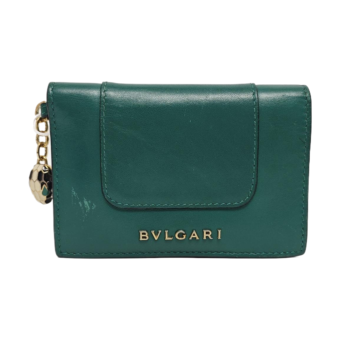 SERPENTI FOREVER Calfskin Green Card Holder