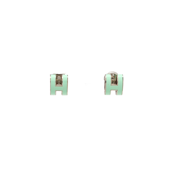 Pop H Metal Green Stud Earrings