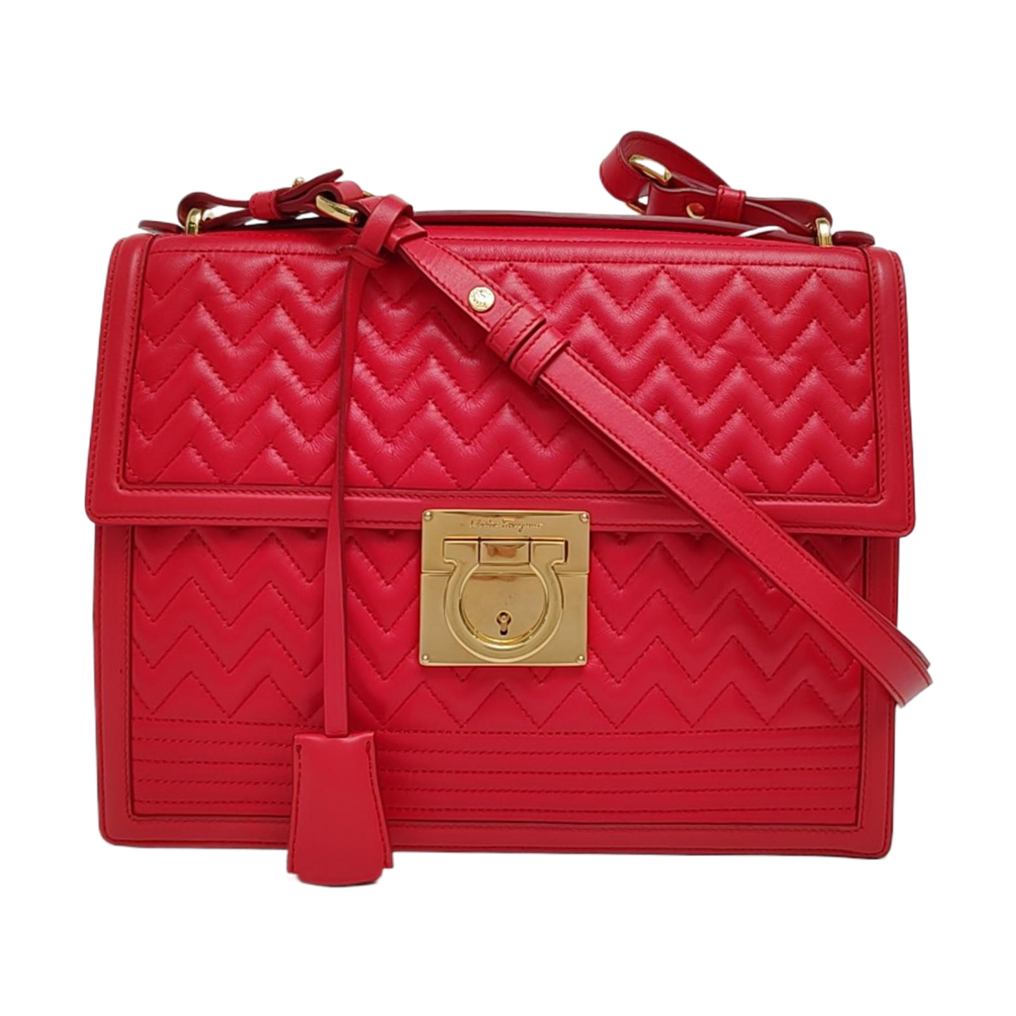 Quilted Leather Shoulder Bag Red