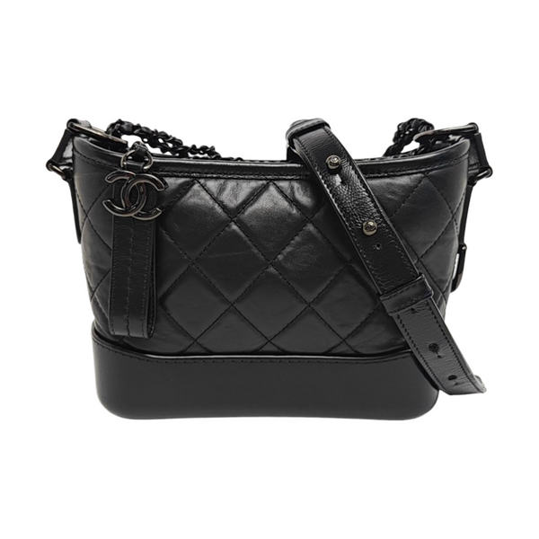 GABRIELLE Small Quilted Calfskin Black