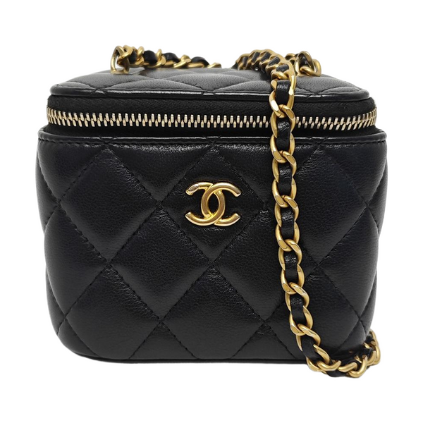 VANITY CASE Mini Quilted Lambskin Black