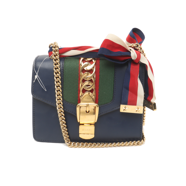 Authenticated pre-owned  Sylvie Mini Calfskin Blue - Shoulder Bag at Looply
