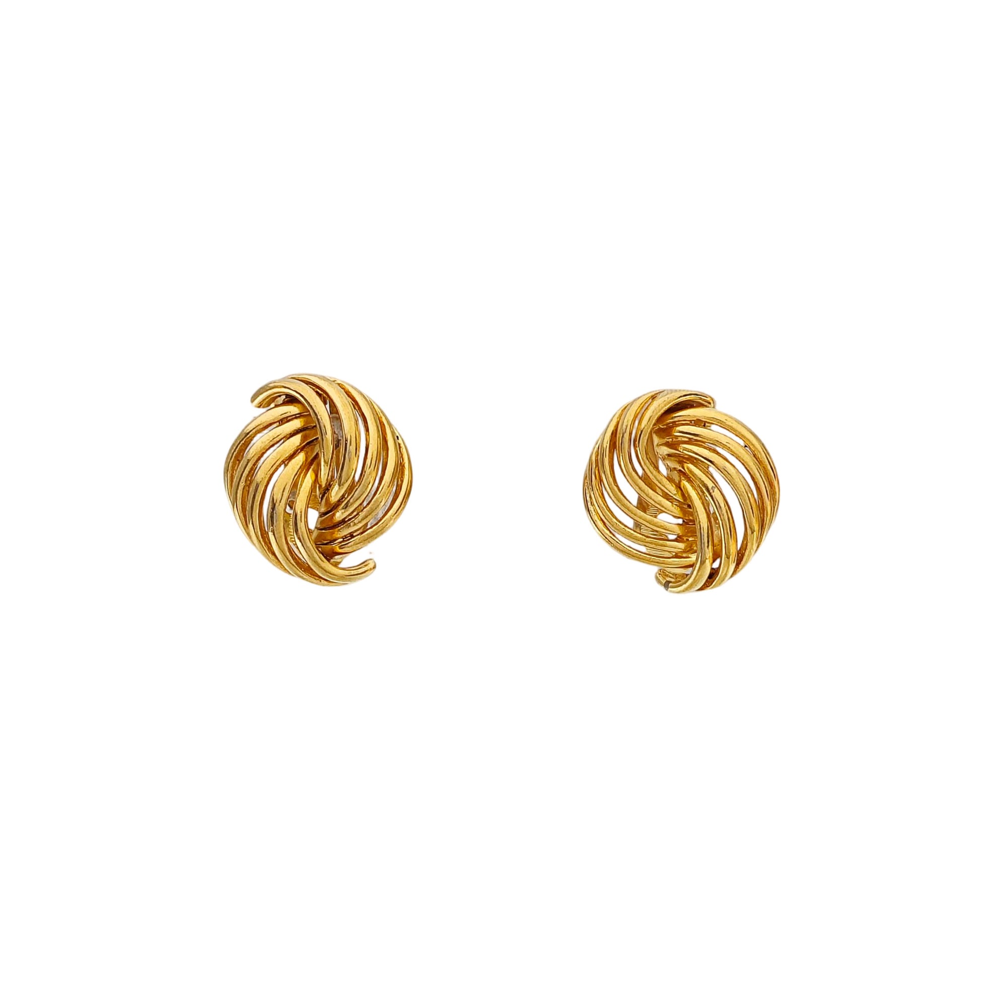 Twist Round Metal Gold Clip On Earrings