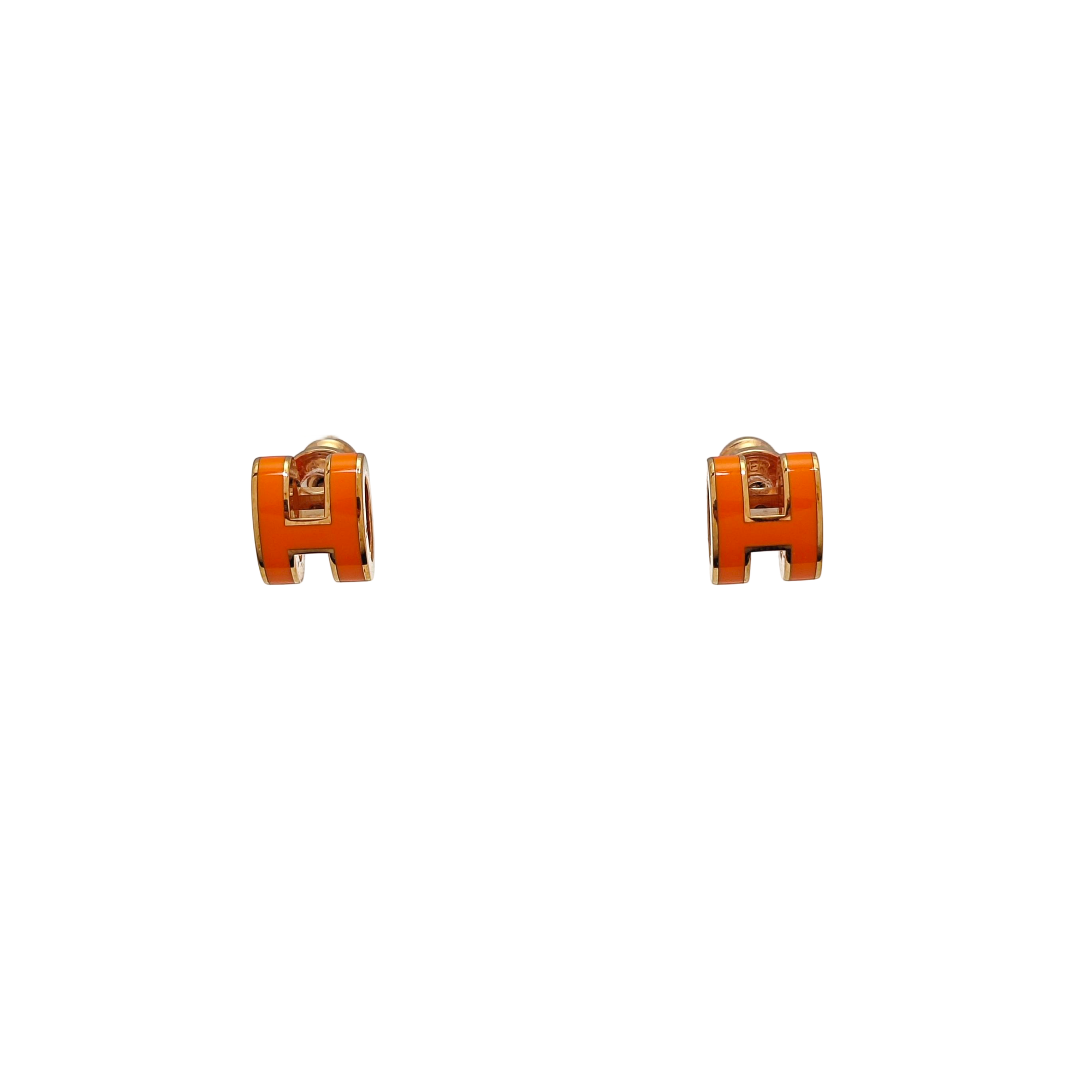 Pop H Metal Rose Gold Stud Earrings