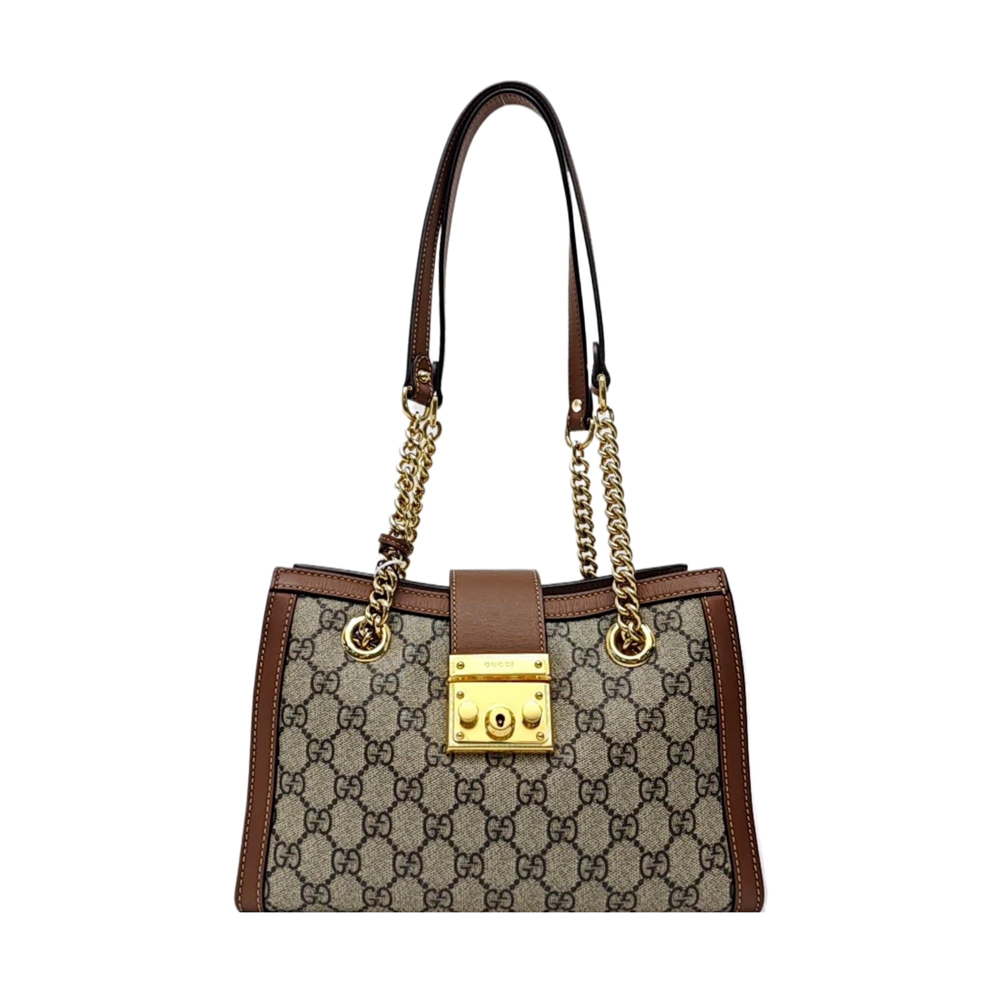 Padlock Small Monogram Coated Canvas Beige