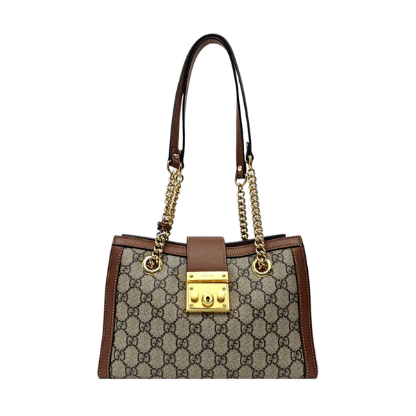 Padlock Small Monogram Coated Canvas Beige