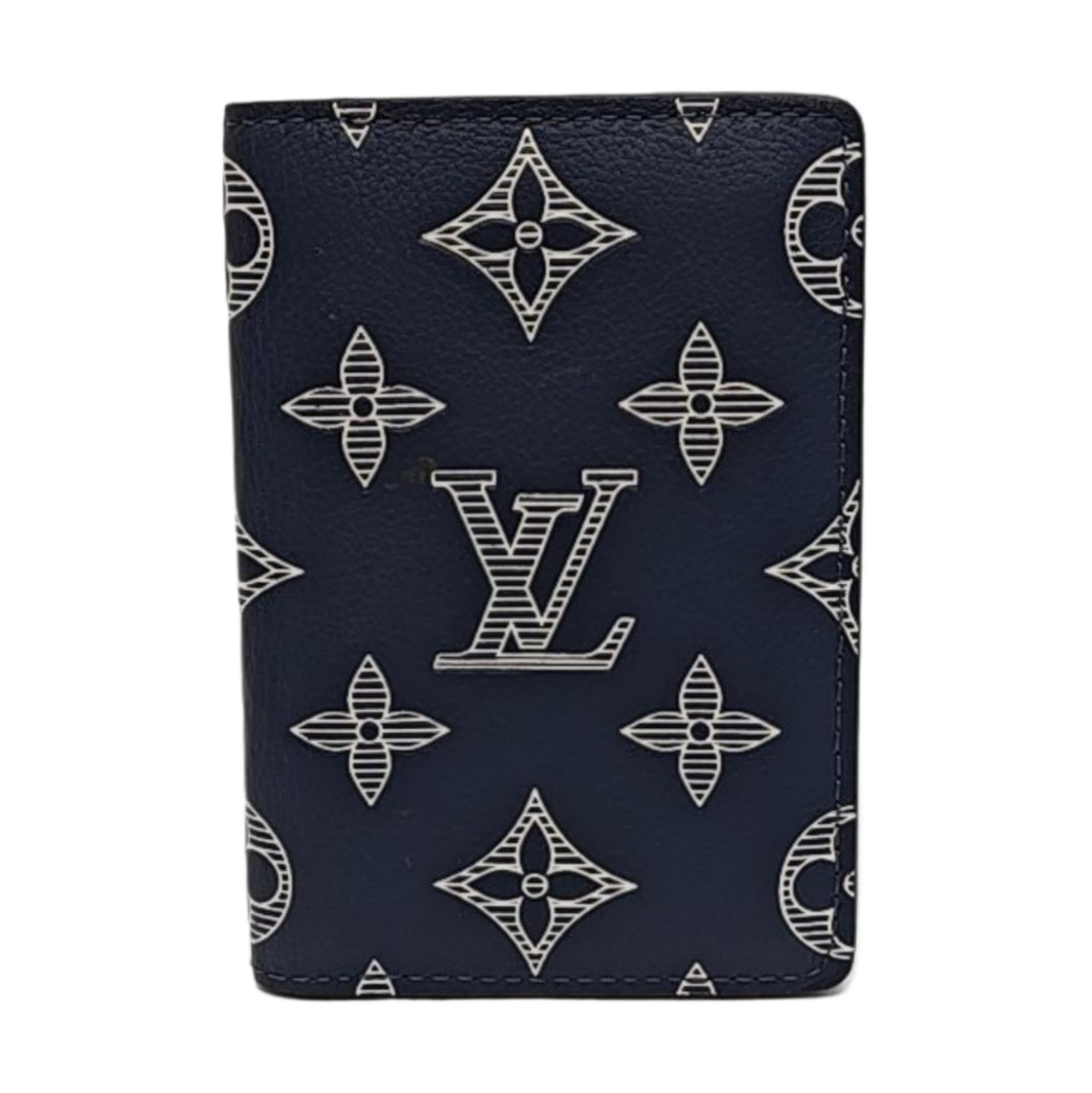 Monogram Calfskin Card Holder Blue