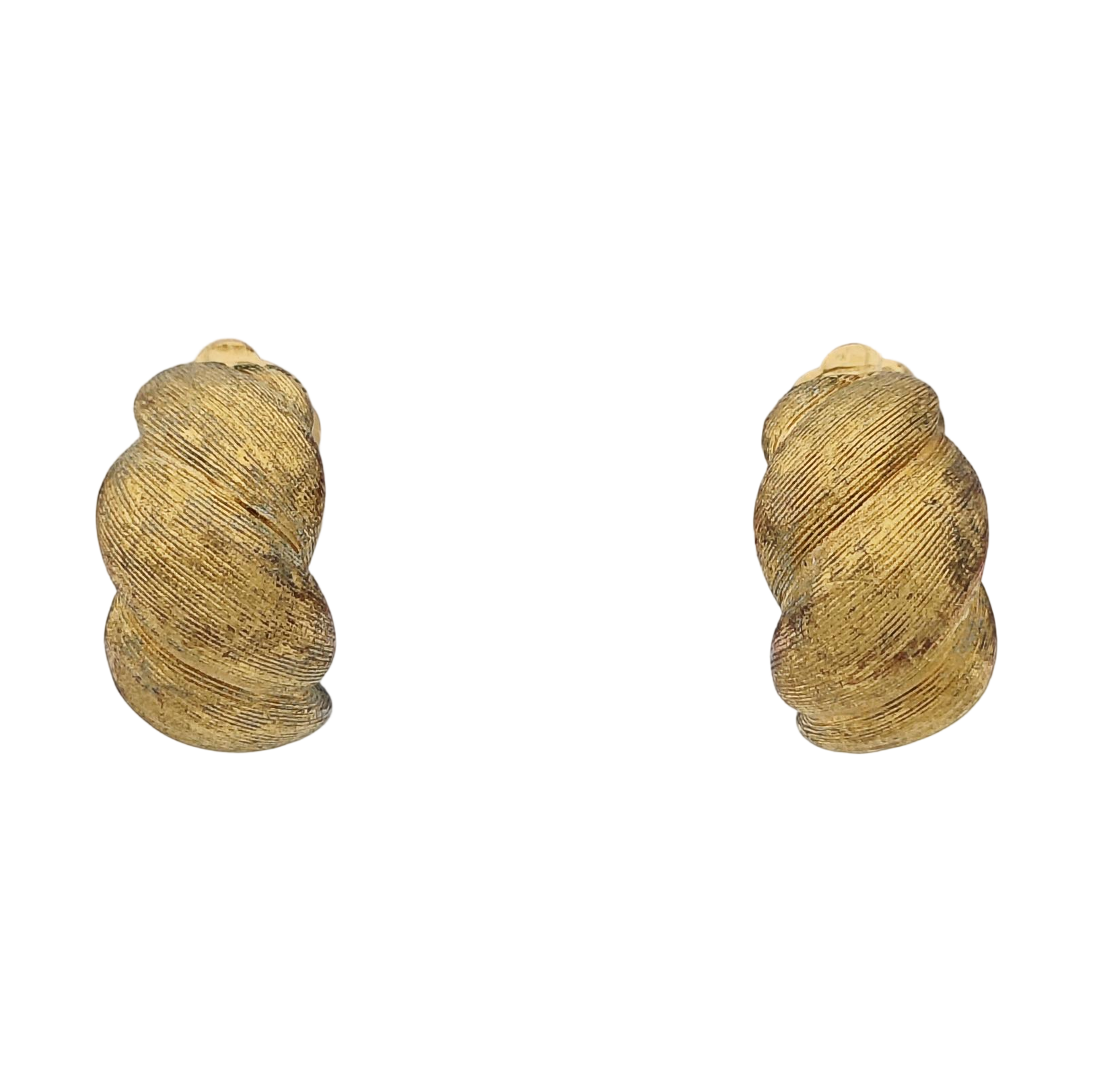 Twist Round Metal Gold Clip On Earrings