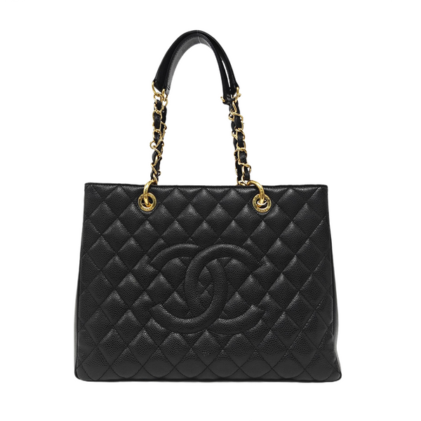 CHANEL GST Large Quilted Grained Calfskin Black