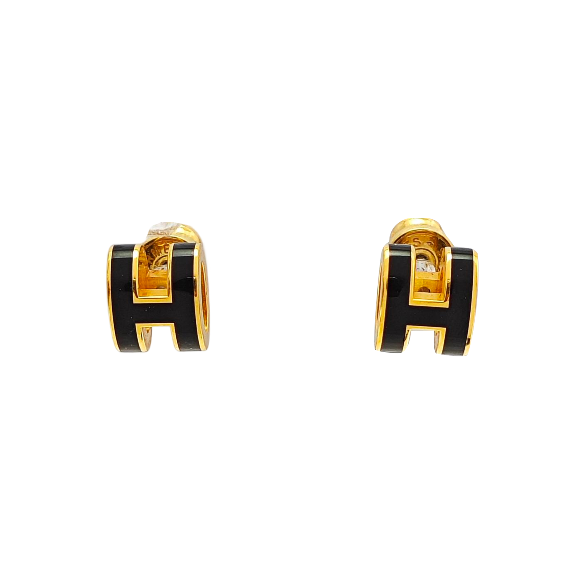 Pop H Metal Black Stud Earrings