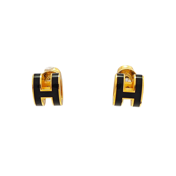 Pop H Metal Black Stud Earrings