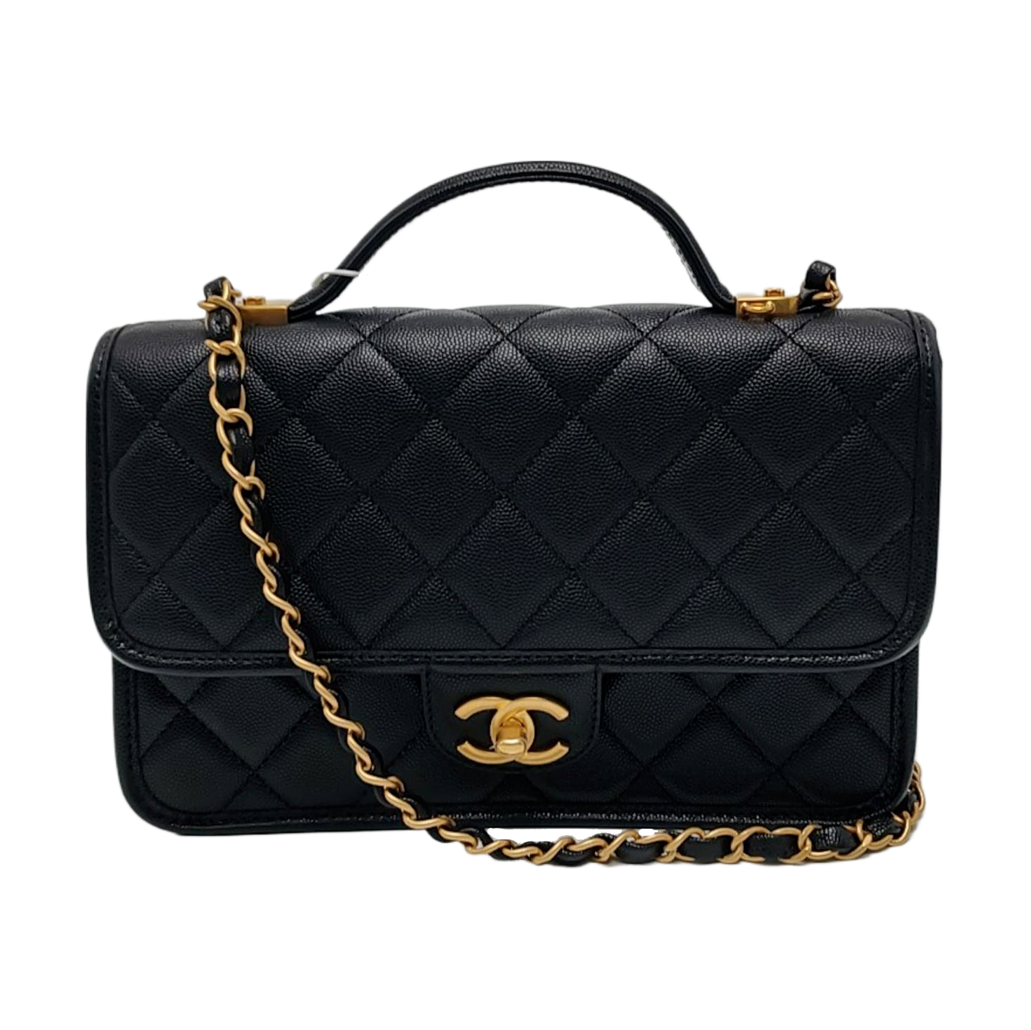 Large Quilted Grained Calfskin Black