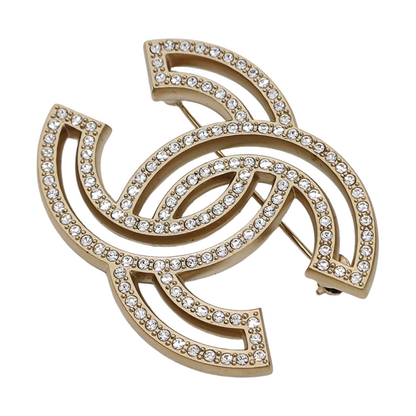 CC Logo Metal Gold Brooch
