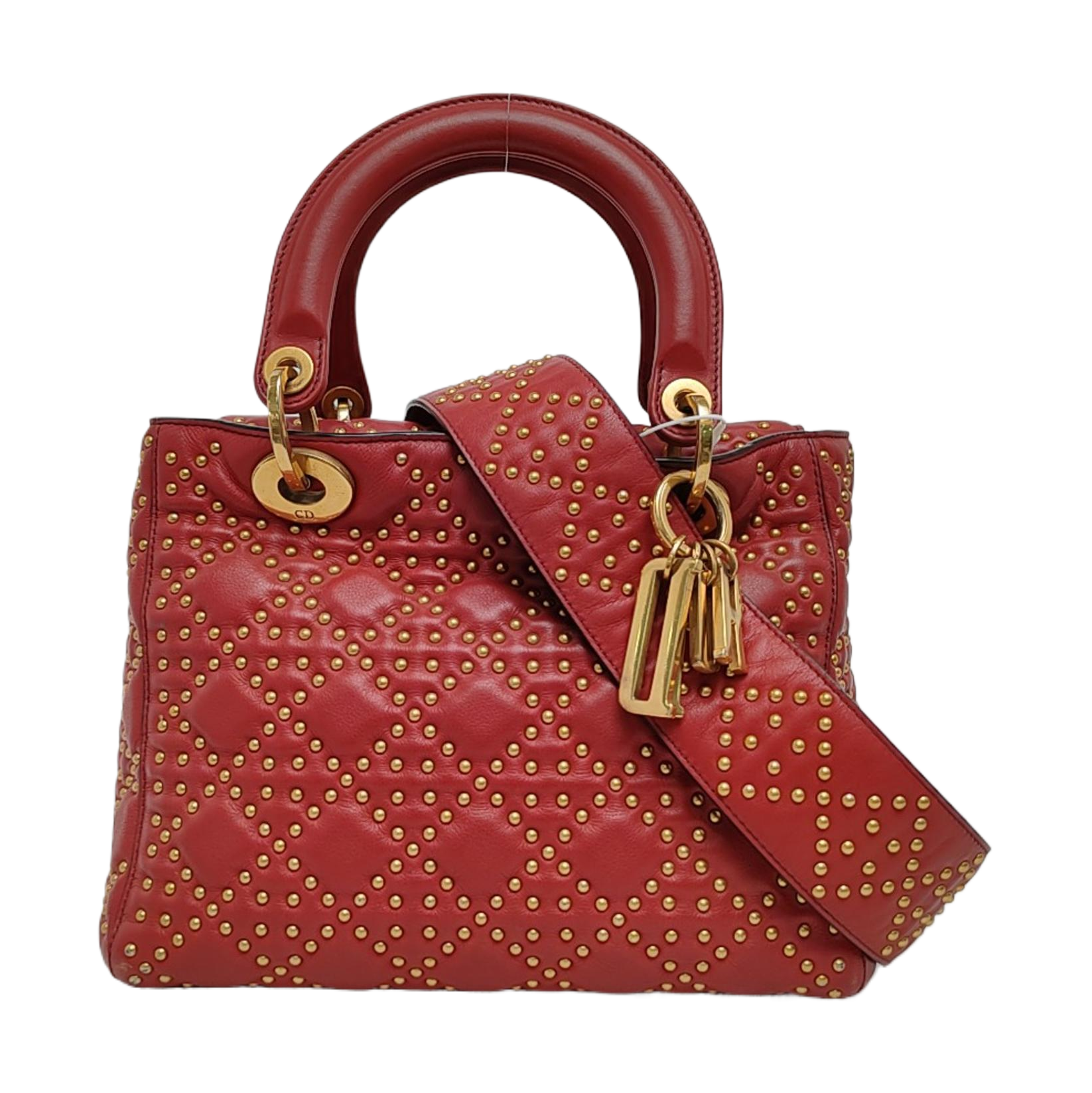 Lady Dior Mediano Piel de Becerro Roja