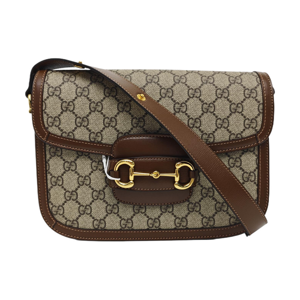 Horsebit 1955 Medium Monogram Coated Canvas Beige