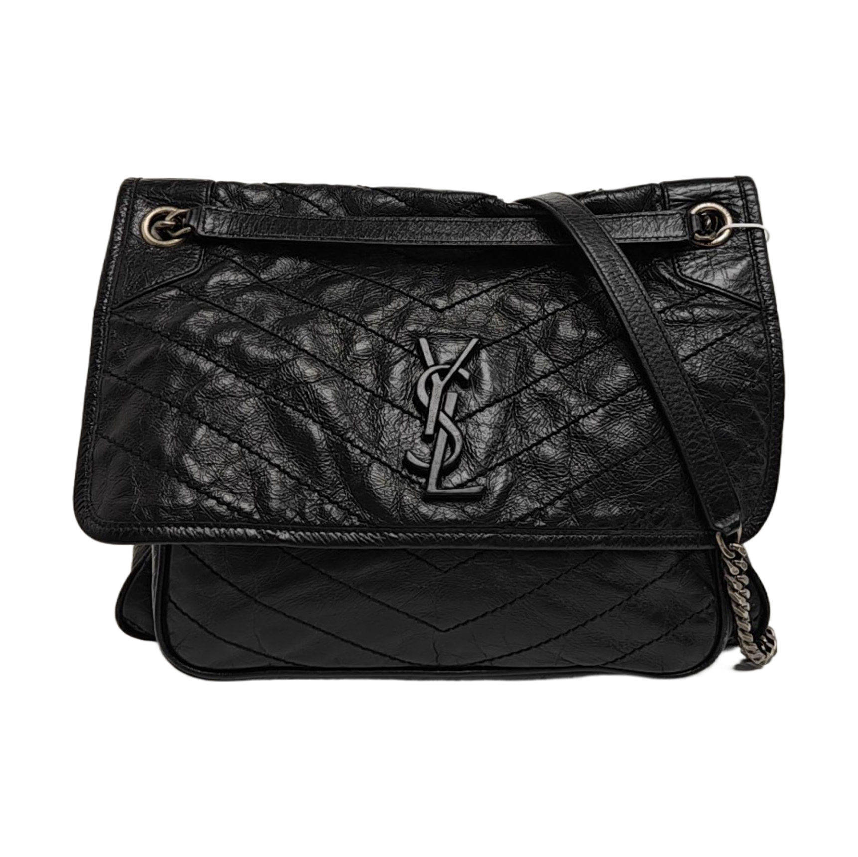 NIKI Large Chevron Calfskin Black