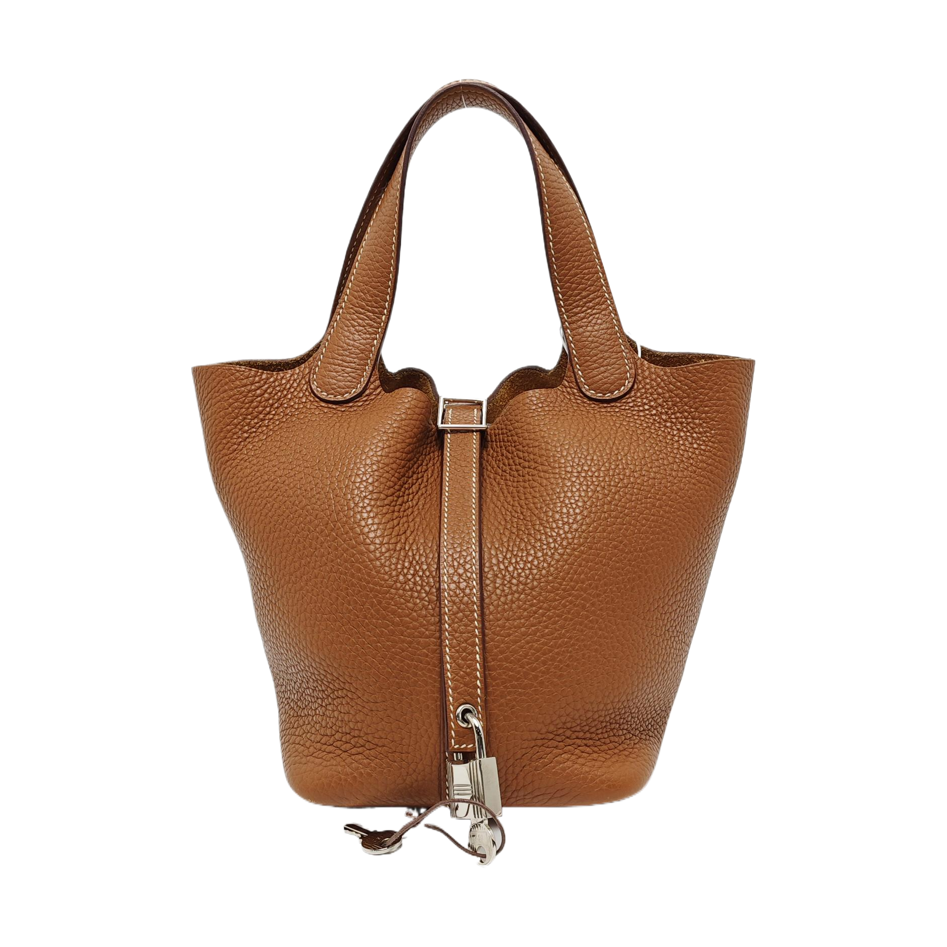 Authenticated pre-owned  Picotin Lock Clemence Brown - Top Handle Bag at Looply