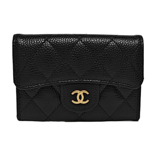 CLASSIC FLAP Quilted Grained Calfskin Black Wallet