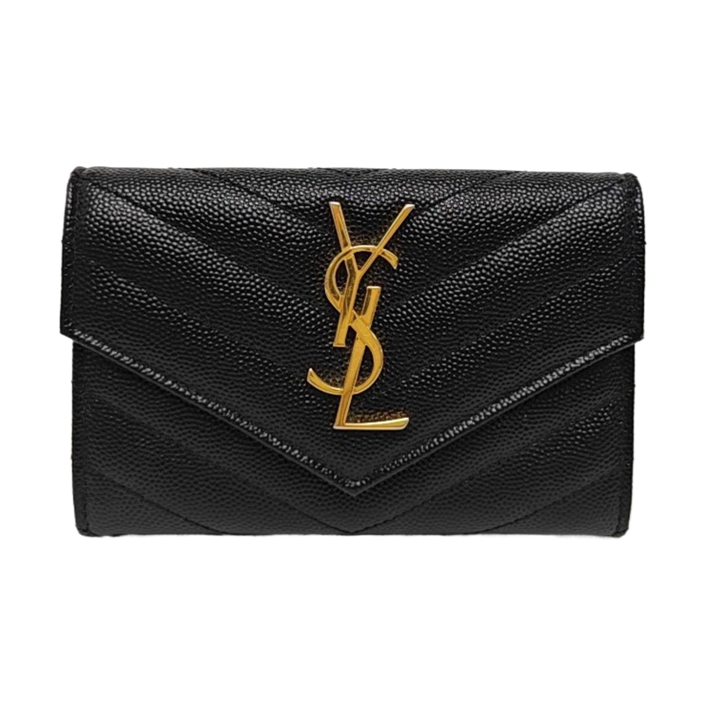 MONOGRAM Small Chevron Calfskin Black Card Holder