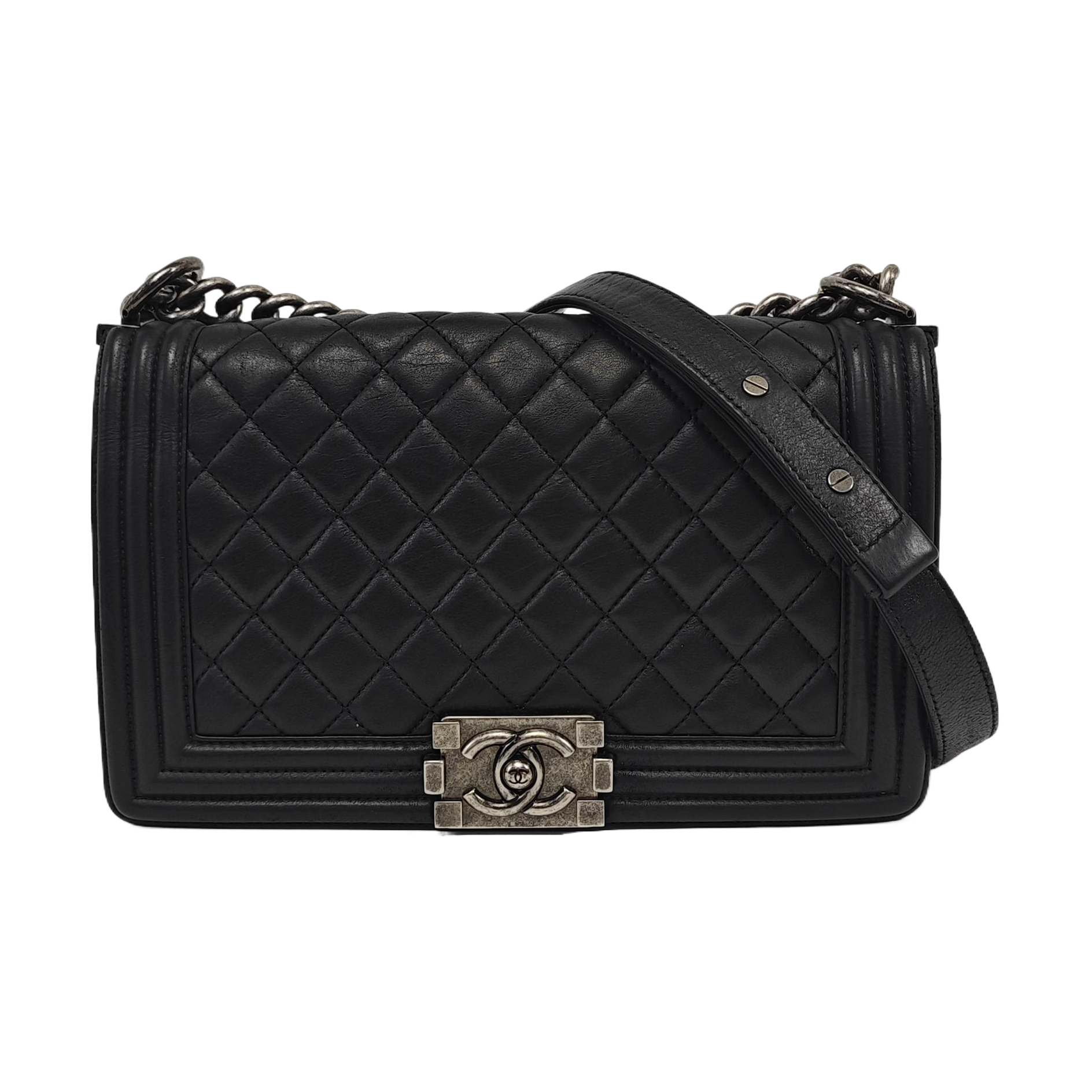 BOY CHANEL Quilted Calfskin Black