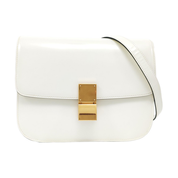 Authenticated pre-owned  CLASSIC BOX Medium Calfskin White - Shoulder Bag at Looply