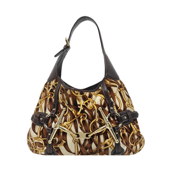Fabric Top Handle Bag Brown