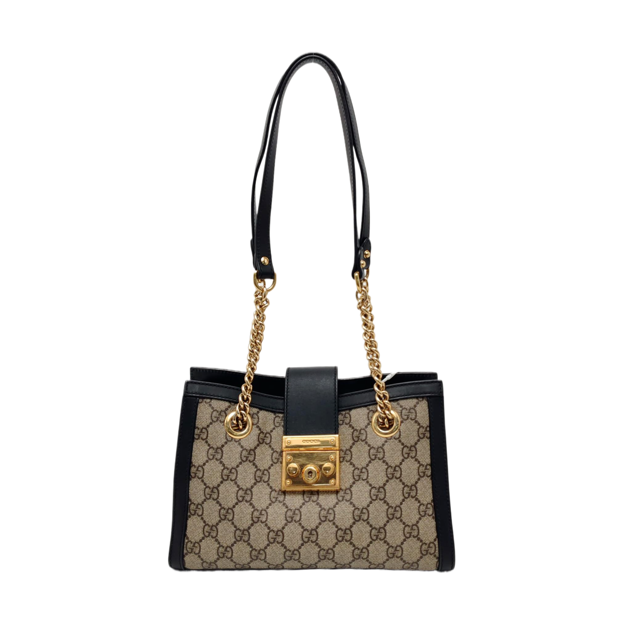 Candado pequeño Monogram lona revestida beige
