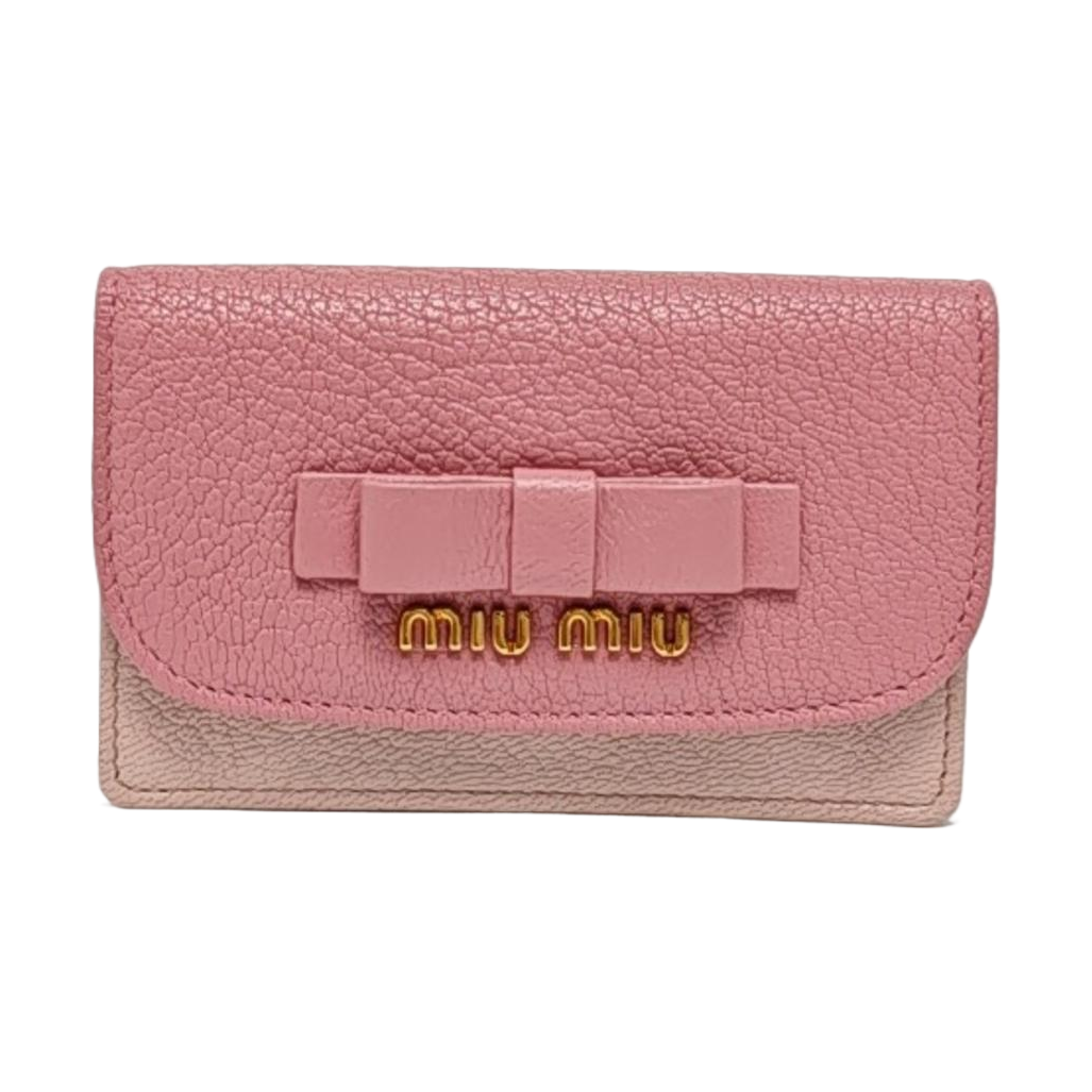 Madras Leather Pink Card Holder