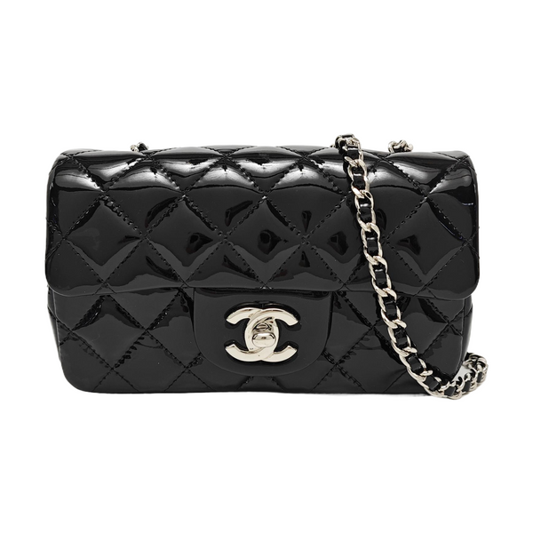 CLASSIC FLAP Super Mini Quilted Patent Calfskin Black