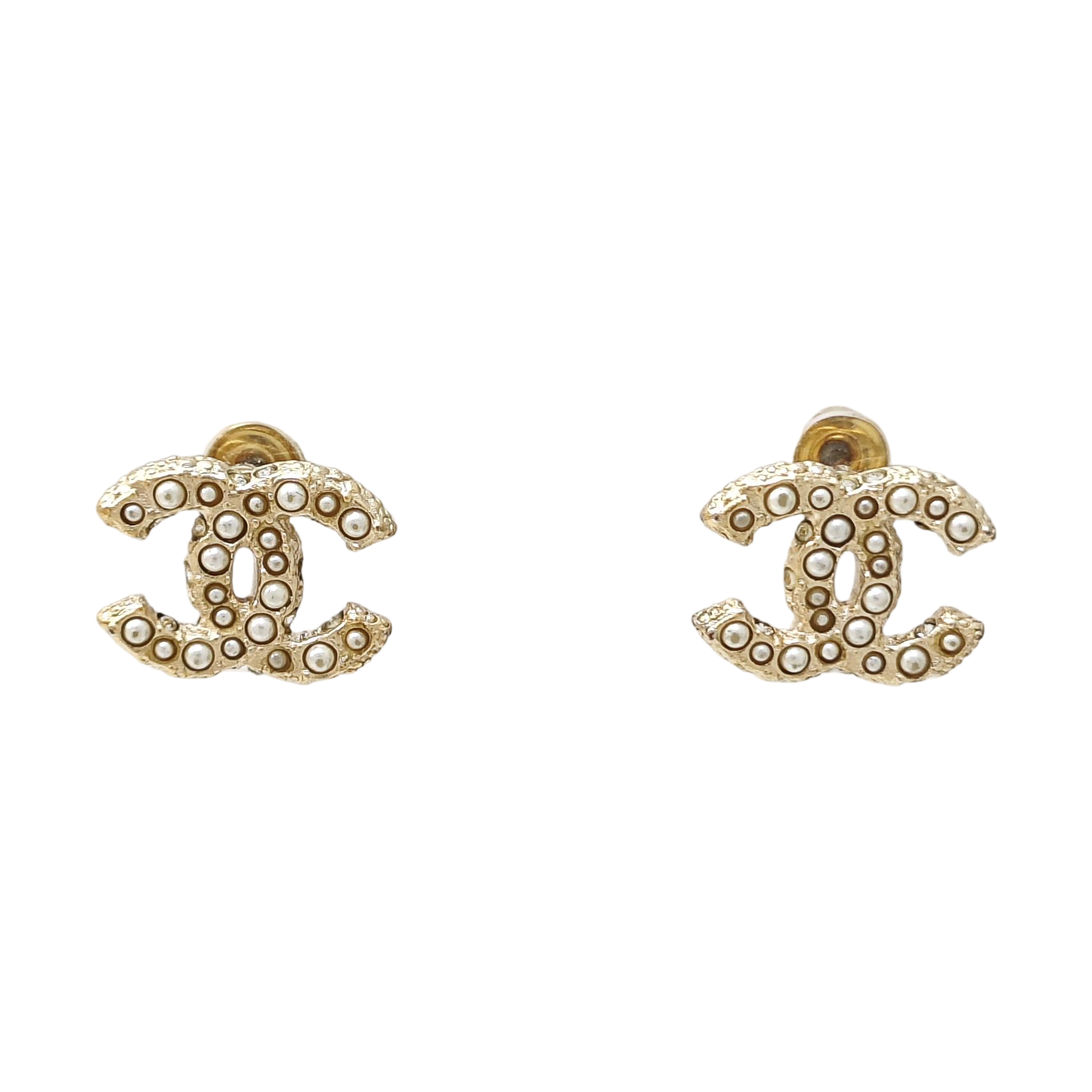 Faux Pearl Gold Stud Earrings