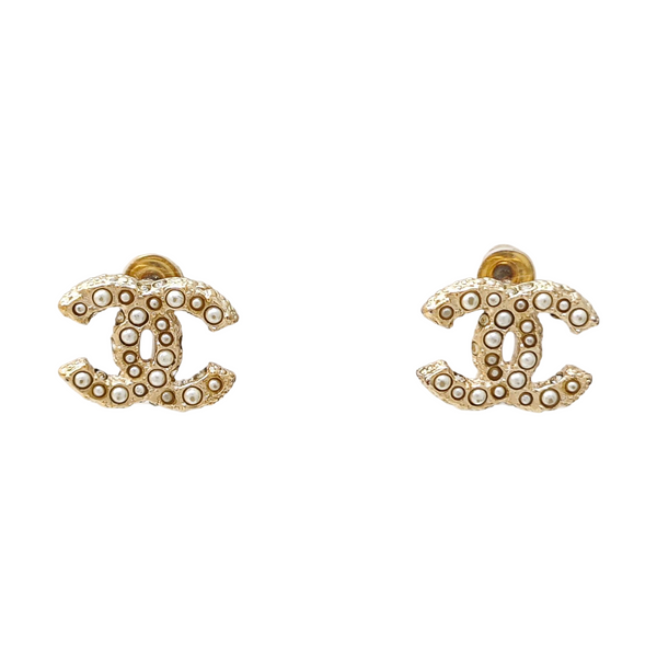 Faux Pearl Gold Stud Earrings