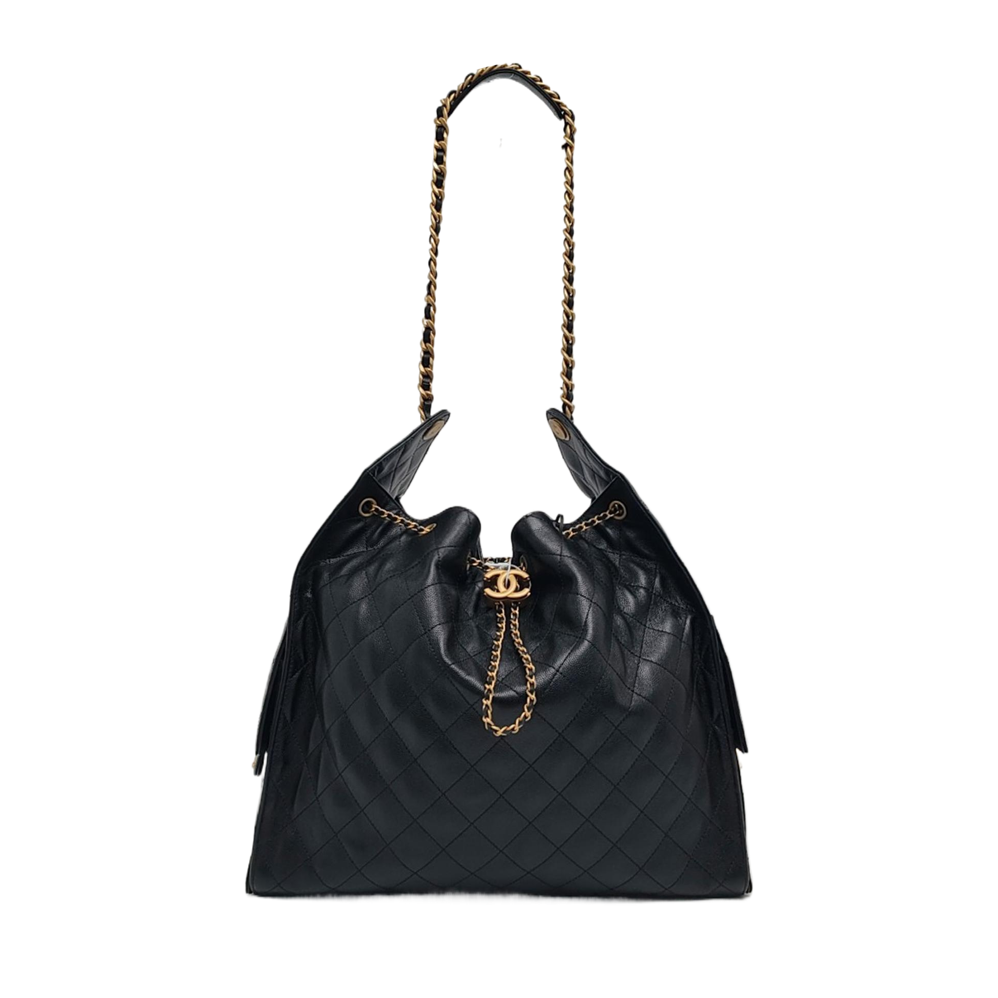 Authenticated pre-owned  CHANEL 25 Large Quilted Grained Calfskin Black - Shoulder Bag at Looply
