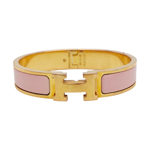 Brazalete Clic H de metal dorado