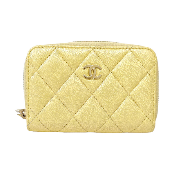 Quilted Grained Calfskin Wallet Yellow