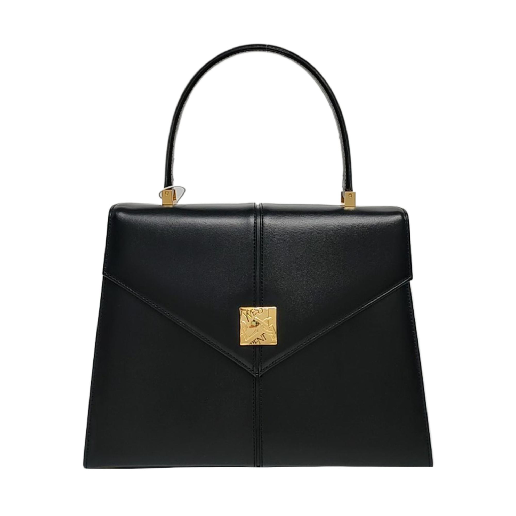 Quilted Calfskin Top Handle Bag Black