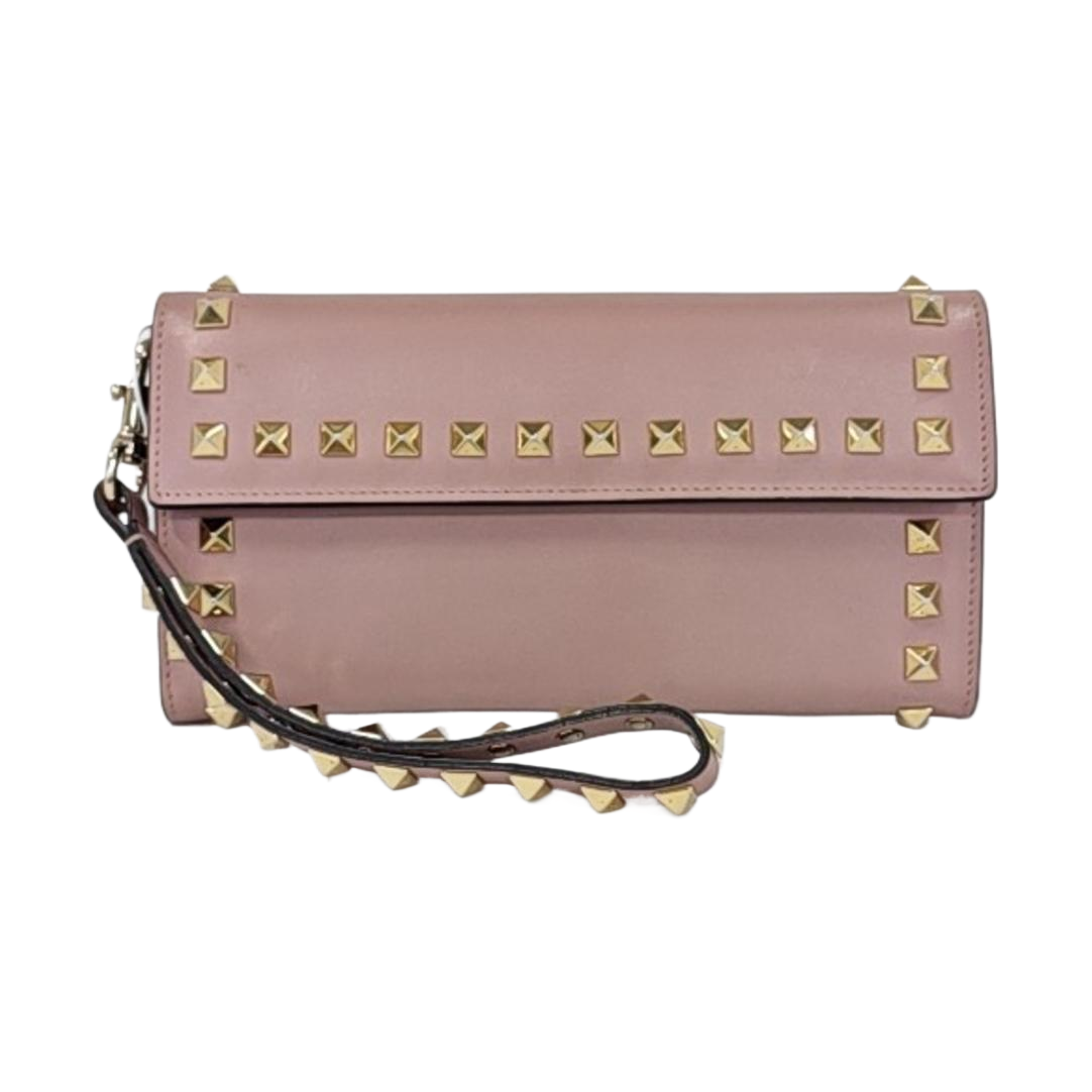 Cartera rosa de piel de ternera Rockstud