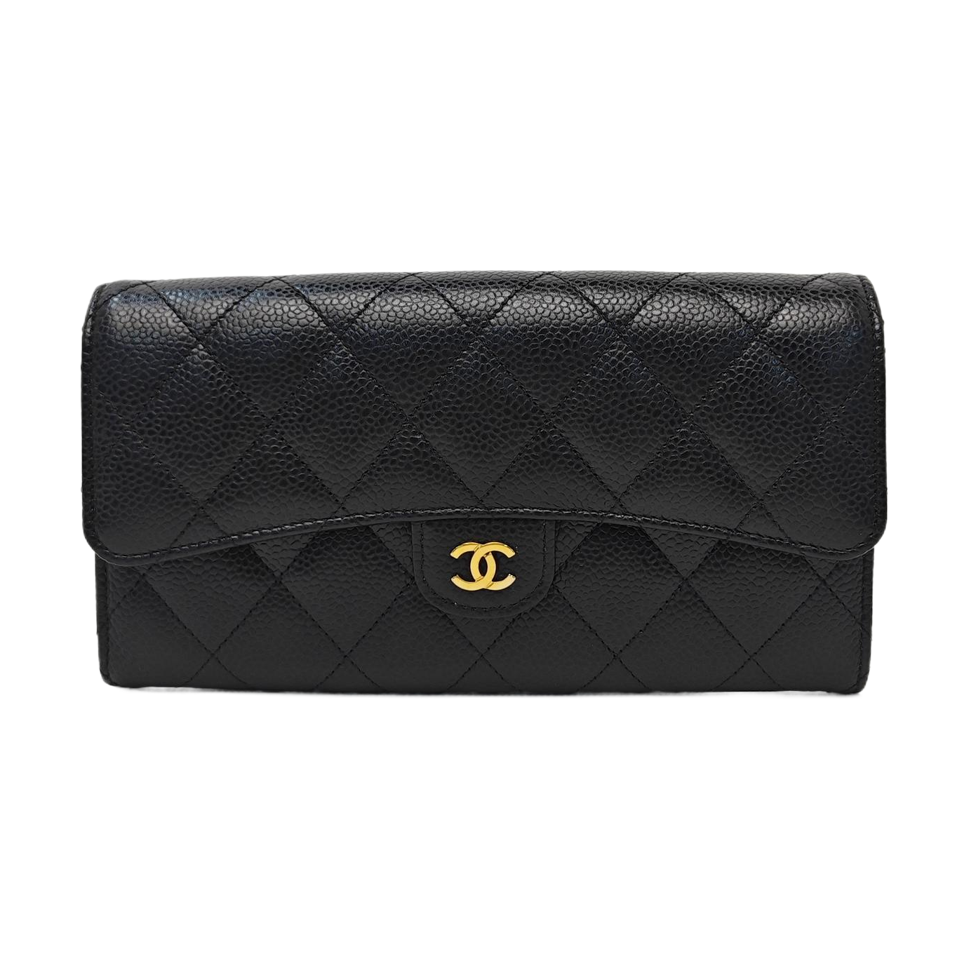 CLASSIC FLAP Mini Quilted Grained Calfskin Black Wallet