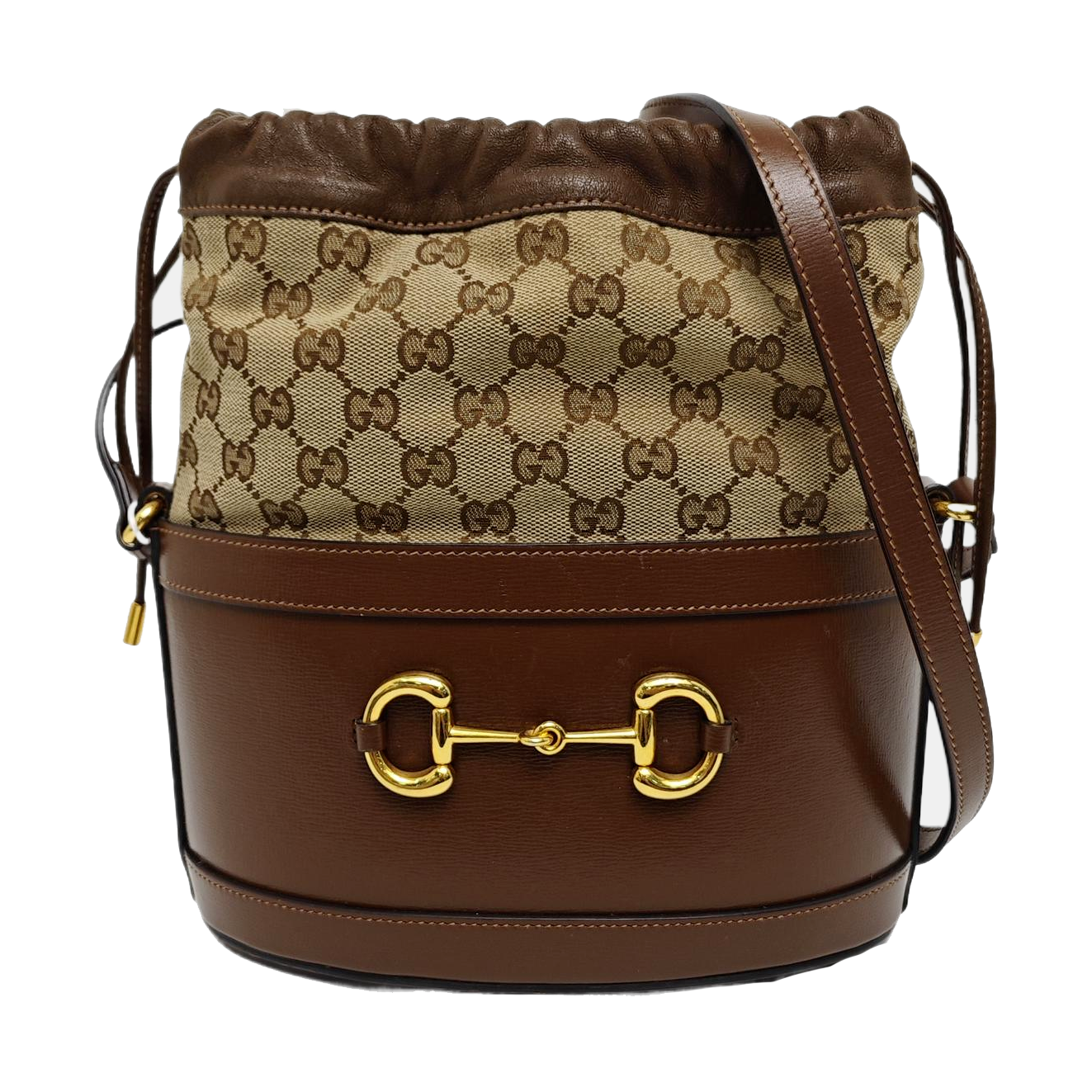 Authenticated pre-owned  Horsebit 1955 Small Monogram Calfskin Brown - Bucket Bag at Looply
