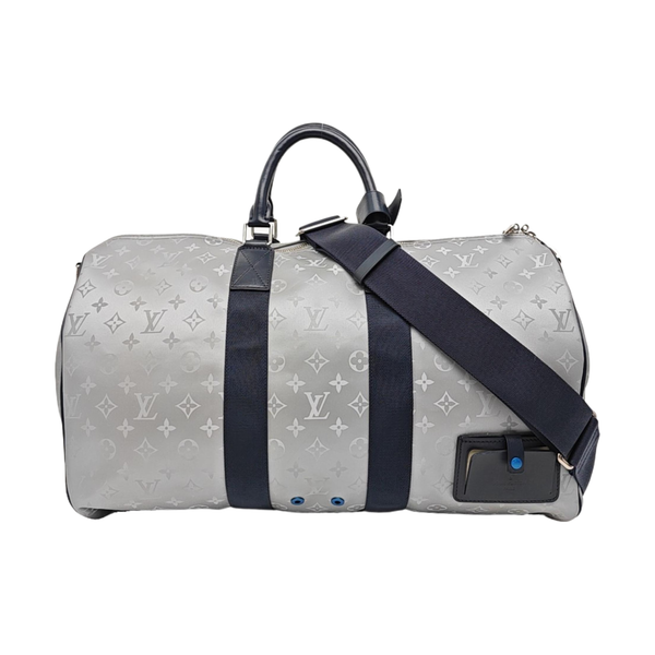 KEEPALL 50 Monogram Coated Canvas Silver