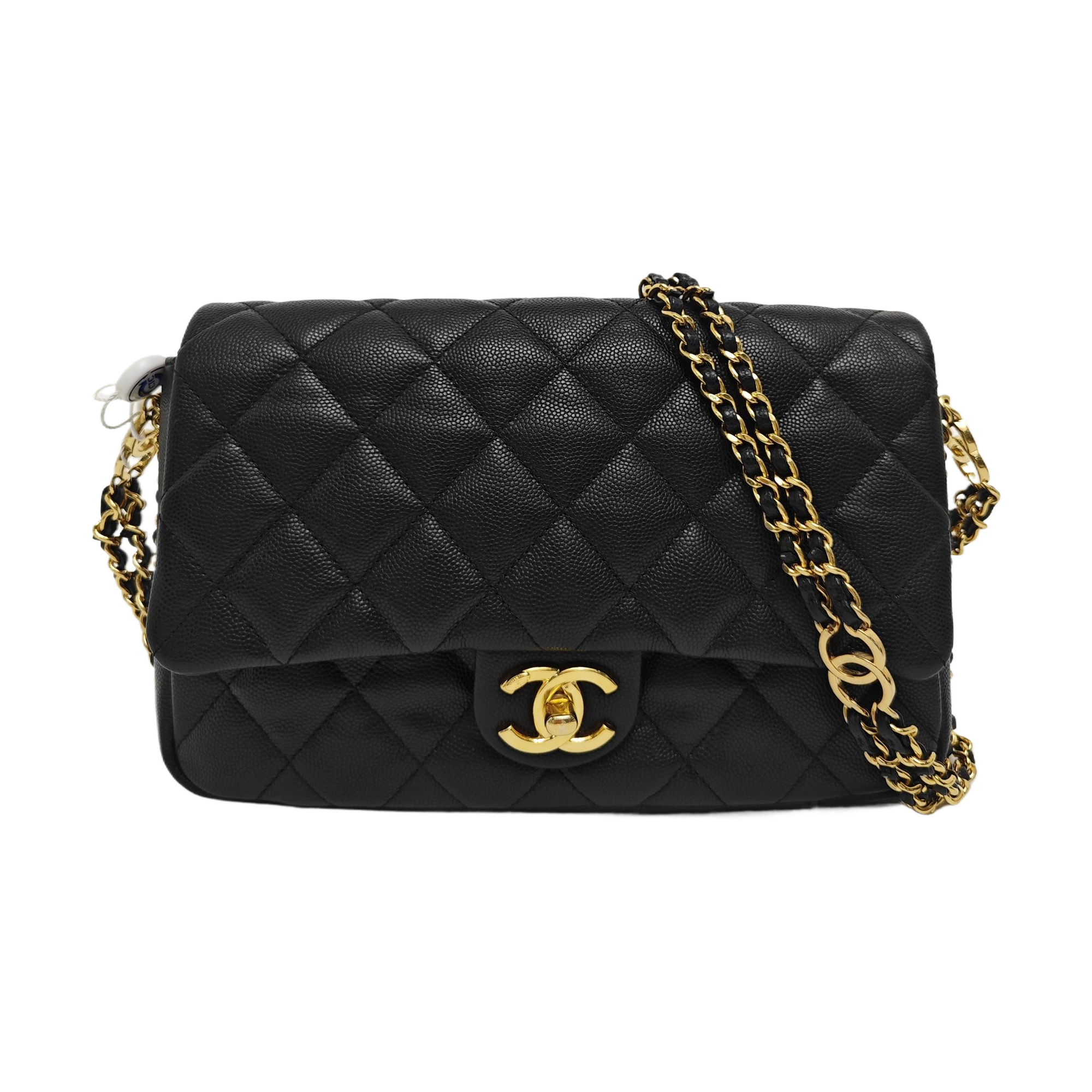CLASSIC FLAP Mini Quilted Grained Calfskin Black
