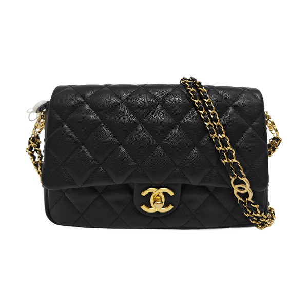 CLASSIC FLAP Mini Quilted Grained Calfskin Black