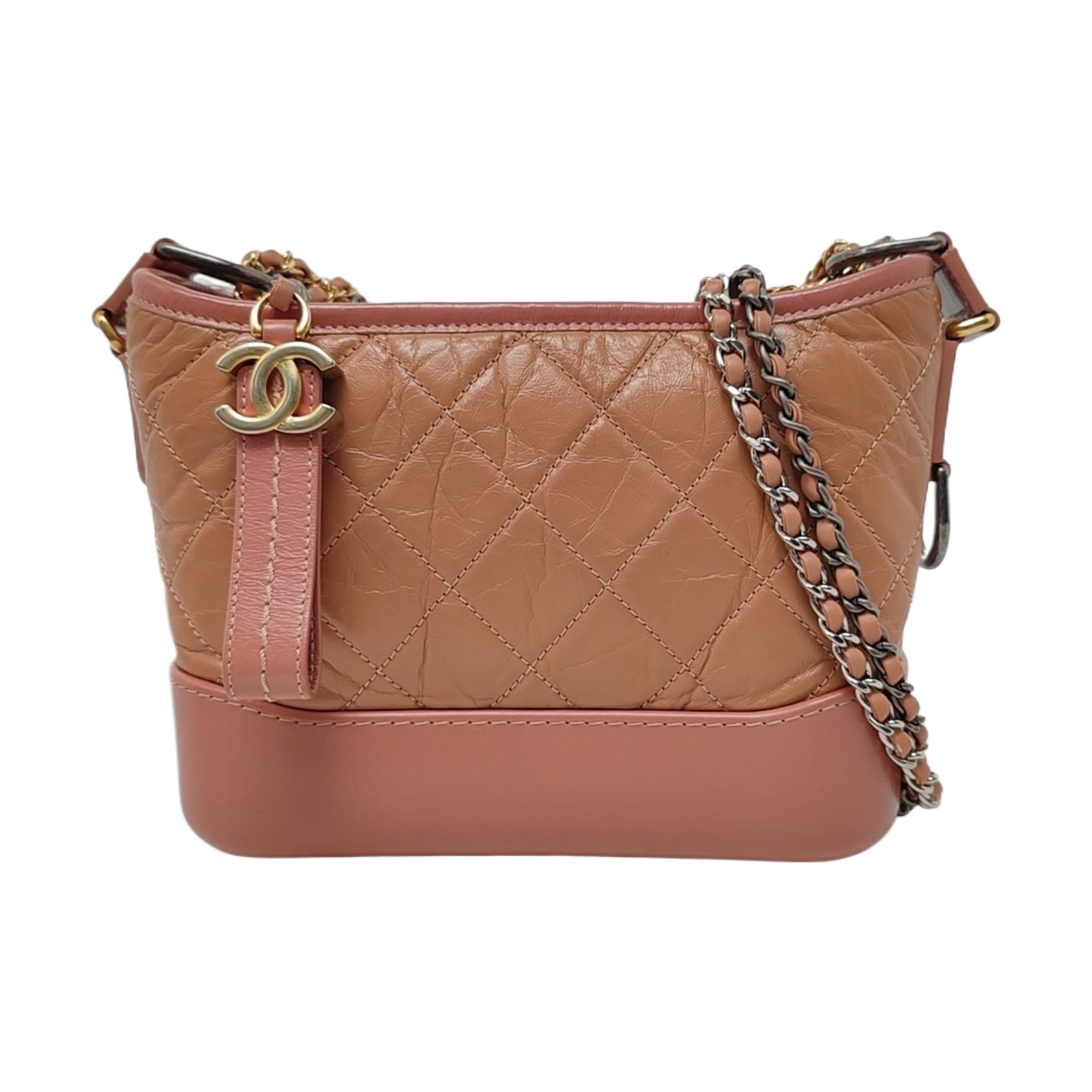 Authenticated pre-owned  GABRIELLE Small Quilted Calfskin Beige - Crossbody Bag at Looply