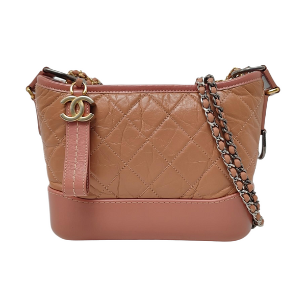 Authenticated pre-owned  GABRIELLE Small Quilted Calfskin Beige - Crossbody Bag at Looply